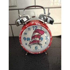 Dr Seuss The Cat In The Hat Thing 1 Thing 2 Twin Bell Alarm Clock Tested & Works